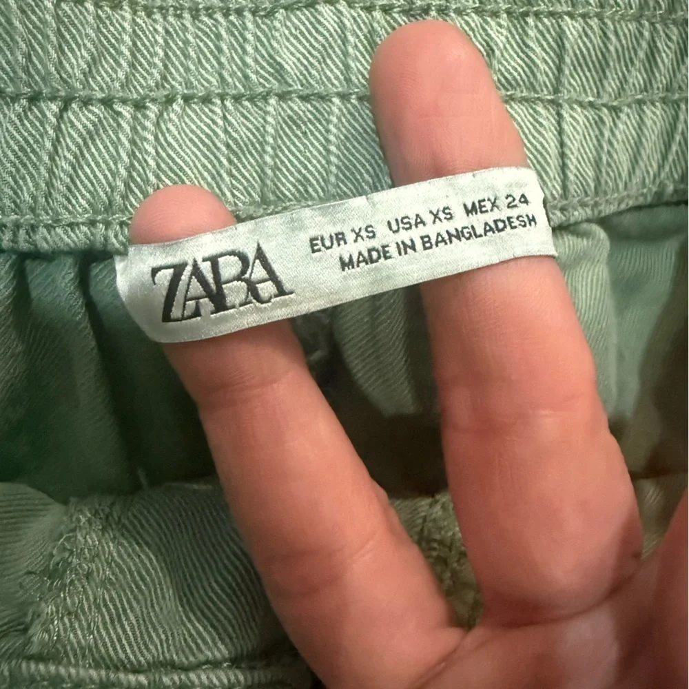 Zara Sage Green Utility Belt Cargo Pants XS Tencel Linen Blend NWOT